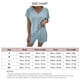 thumbnail image 3 of Conjunto de salón para mujer Conjunto de manga corta de 2 piezas Cuello en V Cintura elástica Trajes casuales de punto para el hogar Azul claro XXL, 3 of 3