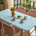 thumbnail image 3 of Spring Floral Daisy Table Cloths for 5 Foot Rectangle Tables, Blue Elegant Pastoral Flowers Watercolor Patio Waterproof Elastic Fitted Tablecloths, Washable Rectangular Table Cover for Camping, 3 of 8