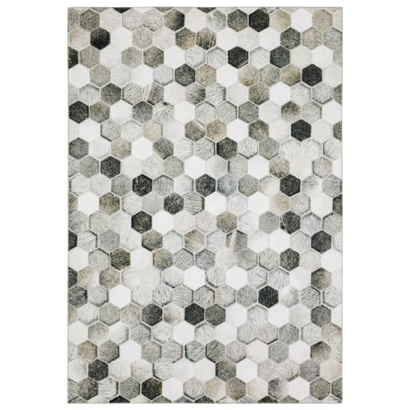 Moretti String Area Rug MYP17 Grey Hexagon Repeated 7' 8" x 10' Rectangle