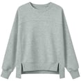 thumbnail image 7 of XRoczxe Women Crew Neck Oversized Sweatshirt Long Sleeve Raglan Top Side Split Hem Wrinkle Resistant Soft Casual Layering Pullover Multiple Fresh Solid Colors, 7 of 7