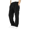 thumbnail image 2 of CPNG Teenagers Boys Straight Wide Leg Pants Drawstring Elastic Waist Corduroy Loose Boys' Pants Sweatpants(Black,12-13 Years), 2 of 7