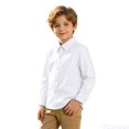 thumbnail image 2 of Fozruso Boys Basic Long Sleeve Shirts Button Down Collared Dress Shirts for Kids Back to School Wear, 2 of 6