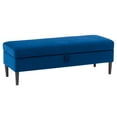 thumbnail image 4 of Pouf de rangement en velours Perry, bleu, 4 of 9