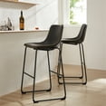 thumbnail image 2 of Spaco Counter Height Bar Stools Set of 2, Chair with Back, 30 inch Armless Industrial Faux Leather Barstools Dining Chairs for Home Island, Black, 2 of 6