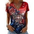thumbnail image 1 of Mujeres Manga Corta Tops de Moda Casual Cómoda Impresión de Manga Corta con Cuello en V Blusa Camiseta Superior Suave Y Transpirable Tela para la Usabilidad de Múltiples Ocasiones, 1 of 5