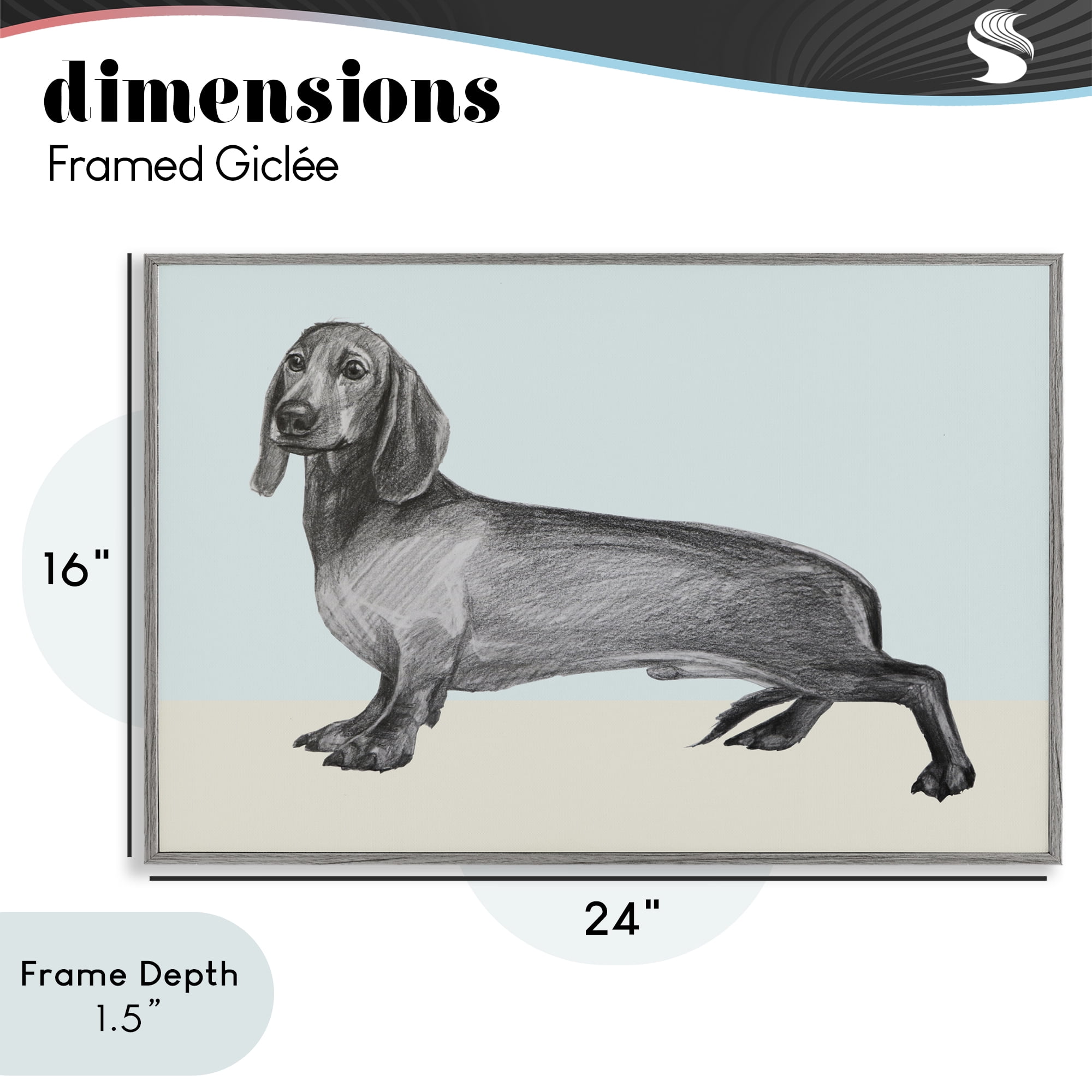 Stupell Industries Sketched Dachshund on Blue Gray Framed Giclee Art, design by Violeta Vollmer