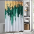 thumbnail image 3 of Abstract Art Fabric Shower Curtain Green Gold Washable Shower Curtains for Bathroom, Waterproof Bath Curtain with Hooks Home Decor 72x72in, 3 of 8
