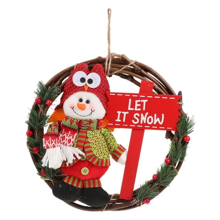 

1pc Christmas Garland Decor Doll Rattan Wreath Pendant Xmas Scene Layout Prop