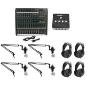 Podcast Podcasting Bundle w/Mackie Mixer+4) Mics+4) Samson Headphones+4) Booms
