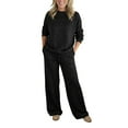 thumbnail image 3 of Women's Solid Color Sequin Set, 2 Piece Sparkly Sweatshirt and Pants Outfit, Lounge Wear Coordinated Set, Shiny Jogger Set, Casual Matching Set, Comfortable Two-Piece Ensemble Black, 3 of 9