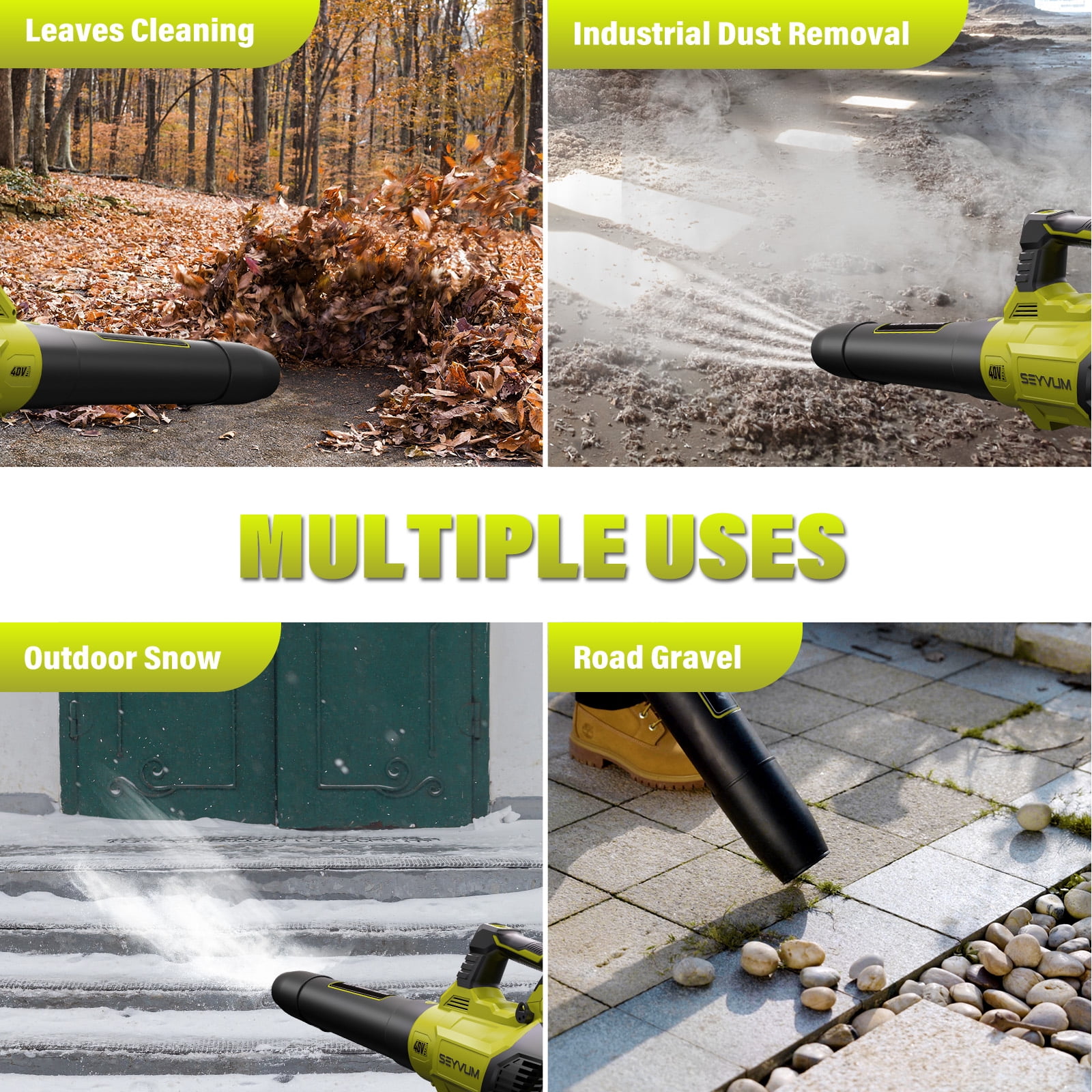 40V Leaf Blower - 600CFM Leaf Blower Cordless with 2 X 2.5Ah Battery & Charger, 3-Speed Electric Leaf Blower, Battery Powered Leaf Blower Lightweight for Snow Blowing & Yard Cleaning