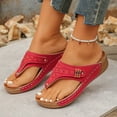 thumbnail image 5 of Xfvqtps Womens Orthopedic Wedge Sandals Flip Flop Metal Decor Soft Sole Non Slip Breathable Slip on Casual Shoes for Spring Summer, 5 of 9