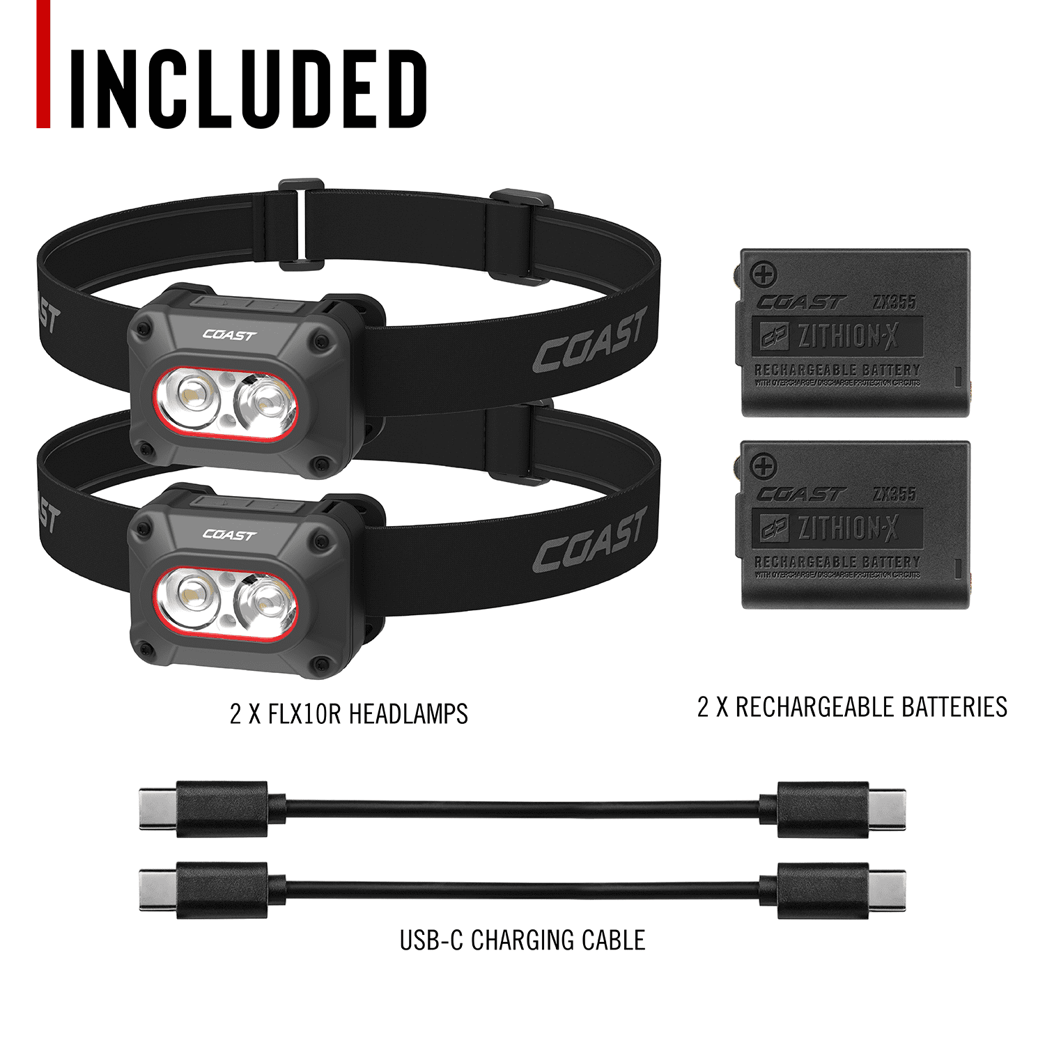 Coast FLX10R Rechargeable LED Headlamp 1000 Lumen 2-Pack