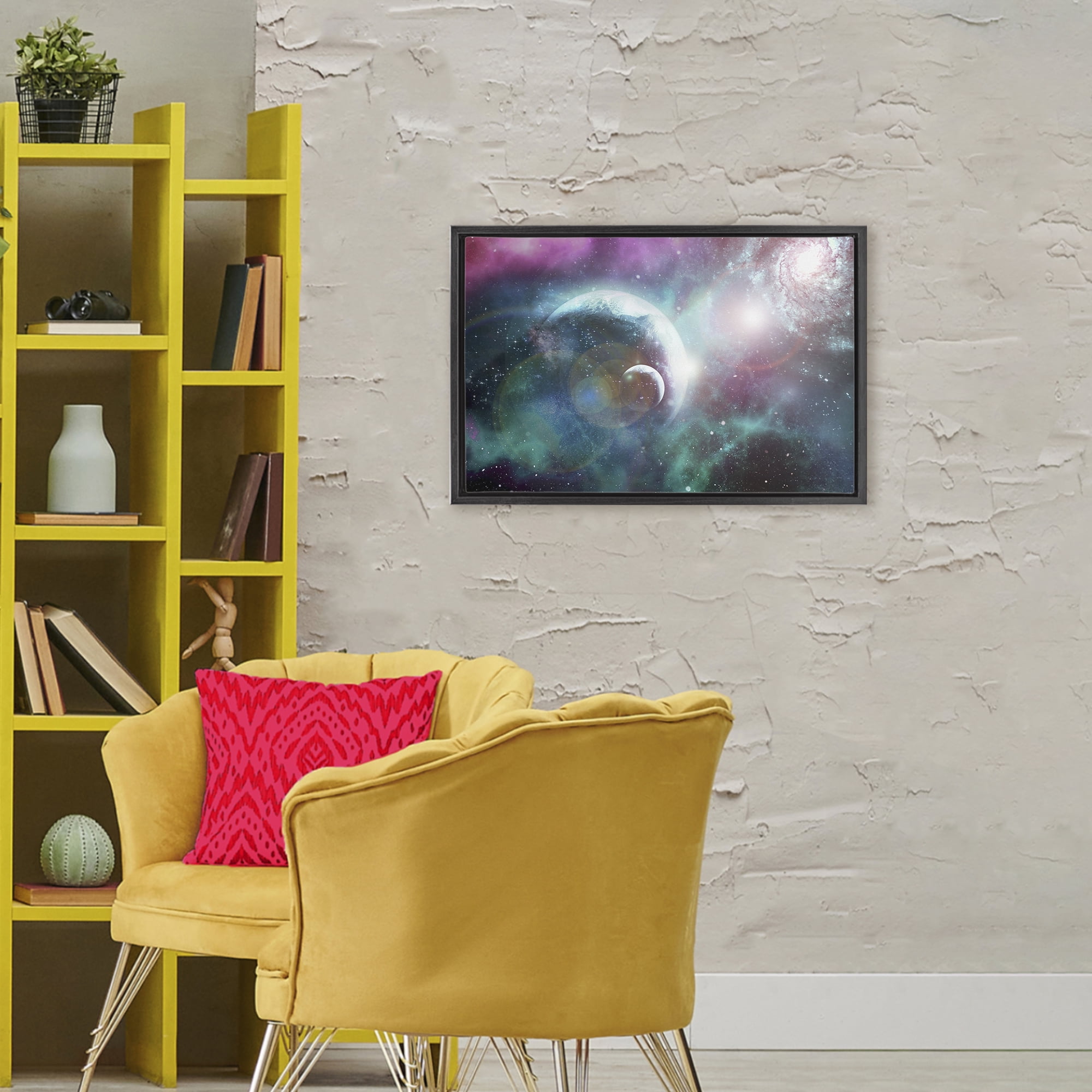 Eclipsing Cosmos Planets Black Framed Floater Canvas Wall Art, design by Ali Chris