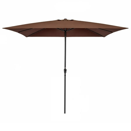 Best Choice Products 8x11ft Rectangular Patio Umbrella W Crank Uv And Fade Resistant 210g Polyester Fabric Wind Vent Brown