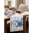 thumbnail image 3 of Summer Sea Stars Shells Table Runner 13x70in Non-Slip Cotton Linen Table Runners, Eucalyptus Leaves Dresser Scarves TableRunner for Dinner Kitchen Dining Wedding Party, 3 of 9