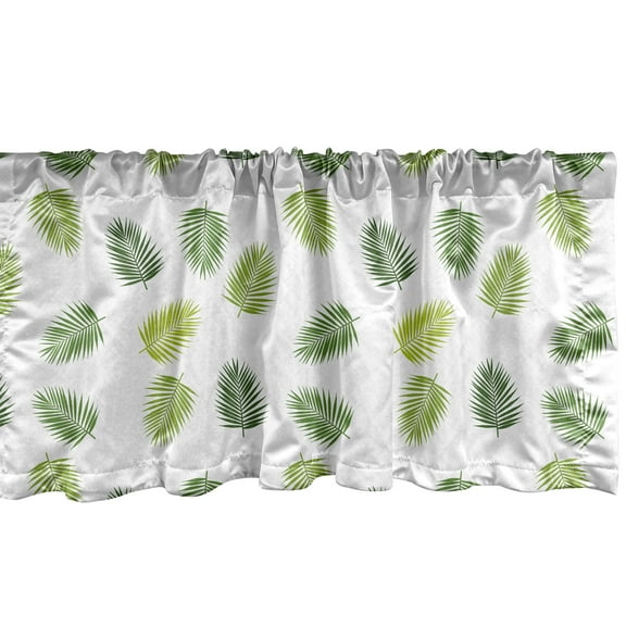 Ambesonne Jungle Leaves Window Valance, Hawaiian and Beachy, 54" X 18", Lime Green Olive Green