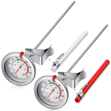 

2 Pieces Stainless Steel Thermometer Read Dial Thermometer 11.8 Inch Long Stem Fry Thermometer