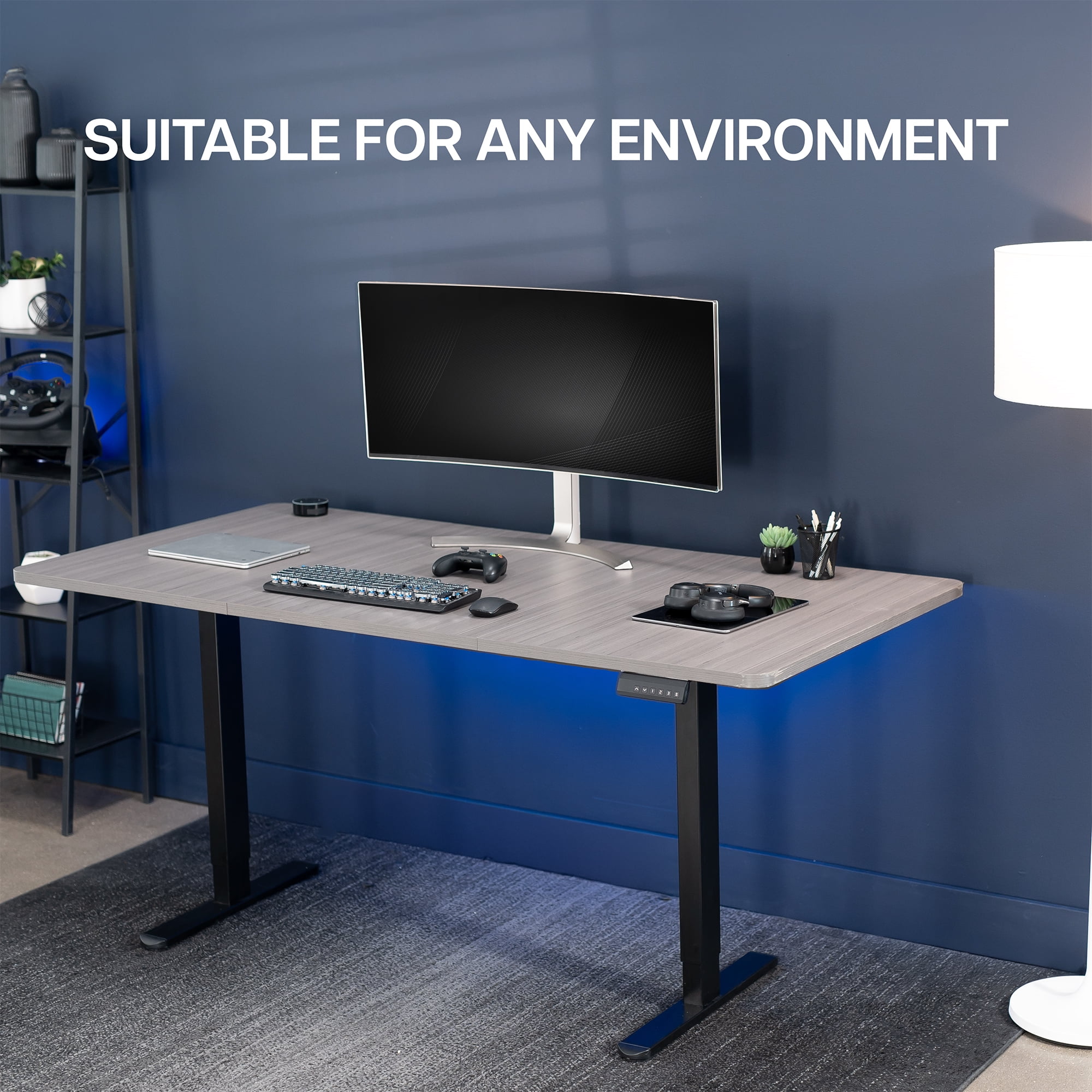 VIVO Electric Dual Motor 71” x 36” Standing Desk, Dark Gray Top, Black Frame