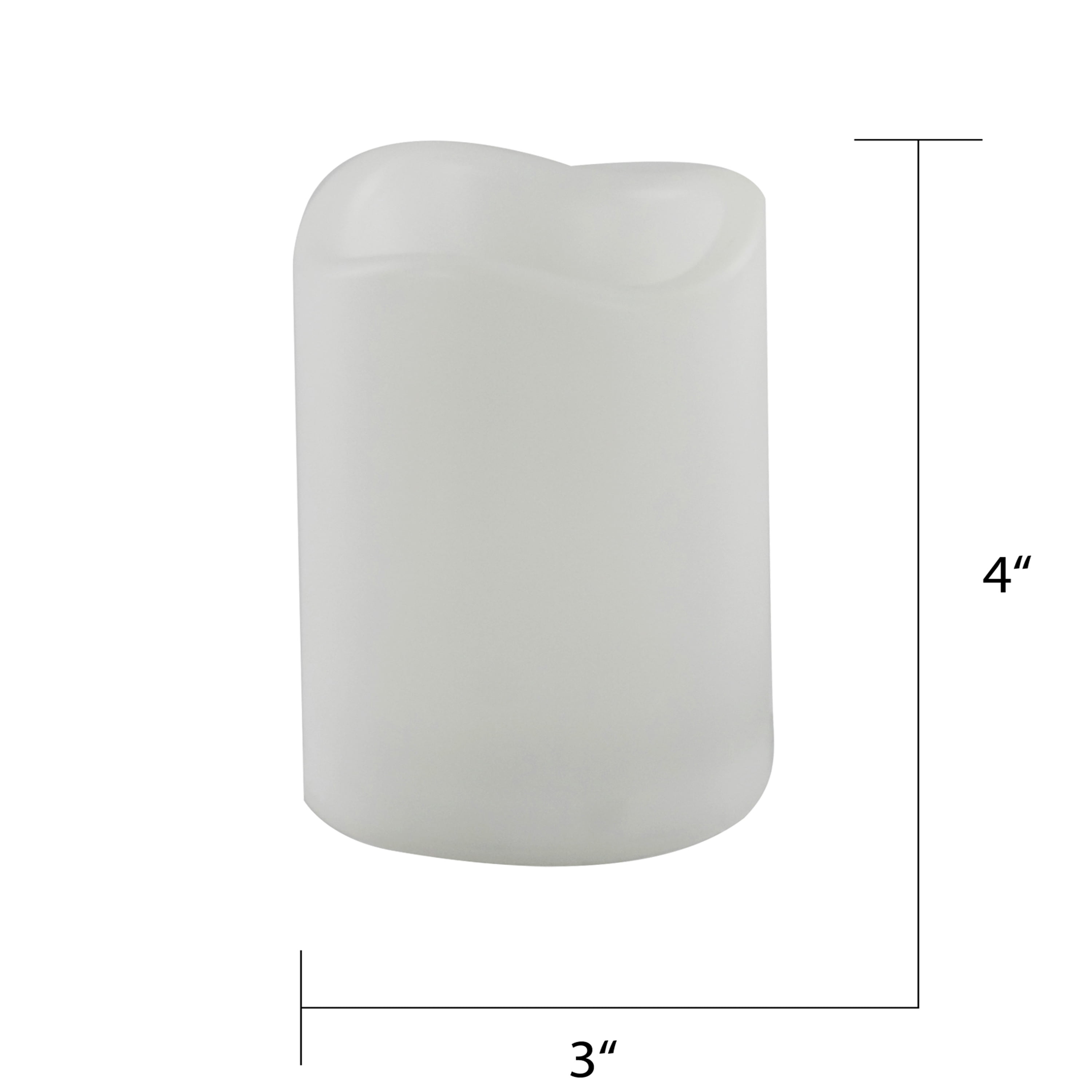 Indoor Battery-Operated LED Plastic Flameless Christmas Pillar Candle, White, 4", by Holiday Time