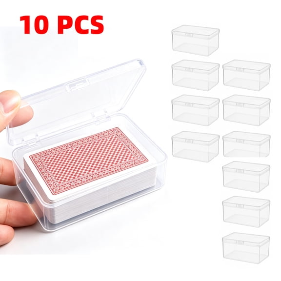 10PCS Playing Card Boxes Clear Plastic Snaps Closed Cases Poker Gaming Playing Cards Trading Card Storage Boxes
