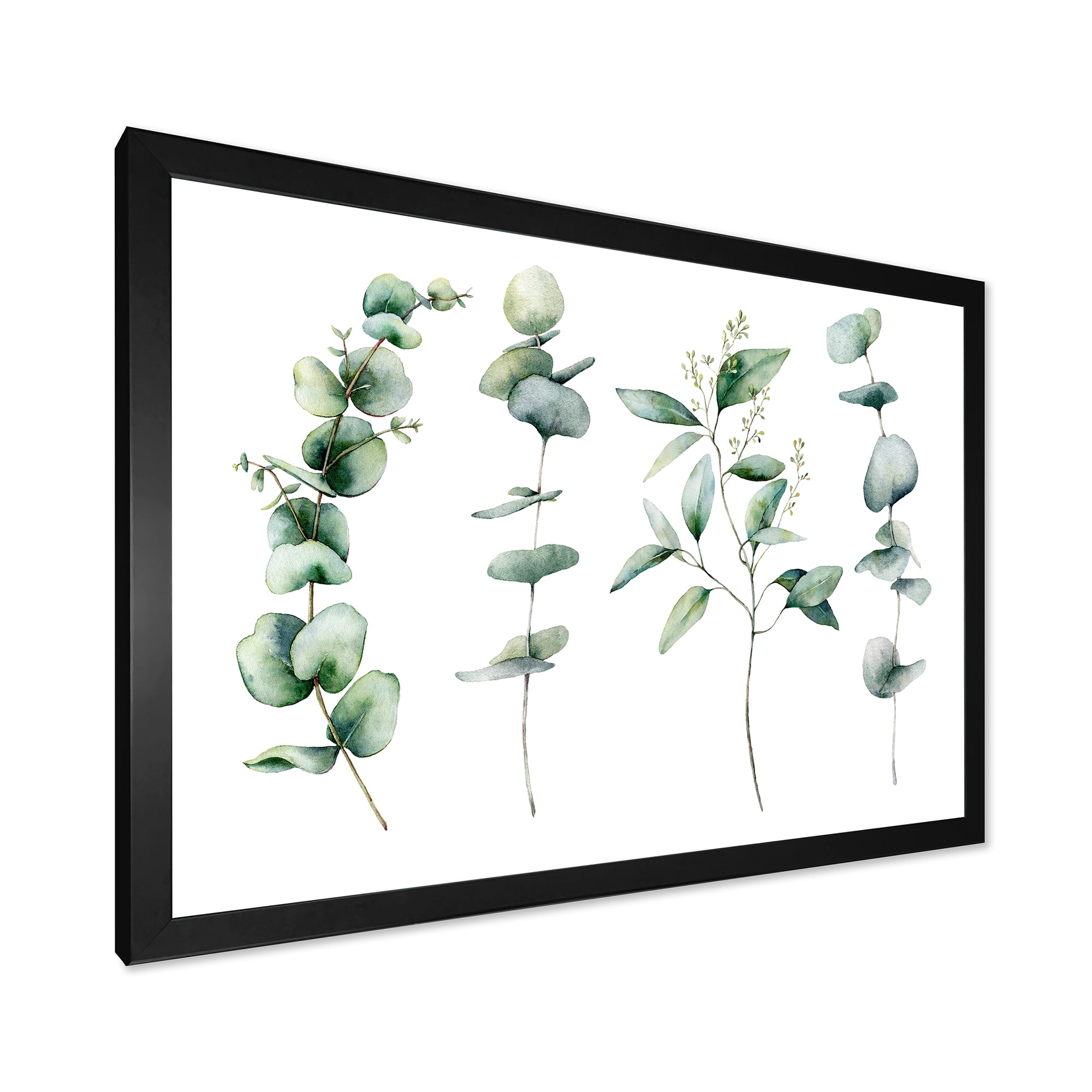 Designart 'Green Eucalyptus Plant Branches I' Traditional Framed Art Print