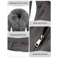 thumbnail image 3 of Giolshon Women's Faux Suede Leather Short Jacket Motocycle Sherpa-Lined Coat with Detachable Faux Fur Collar, 3 of 4