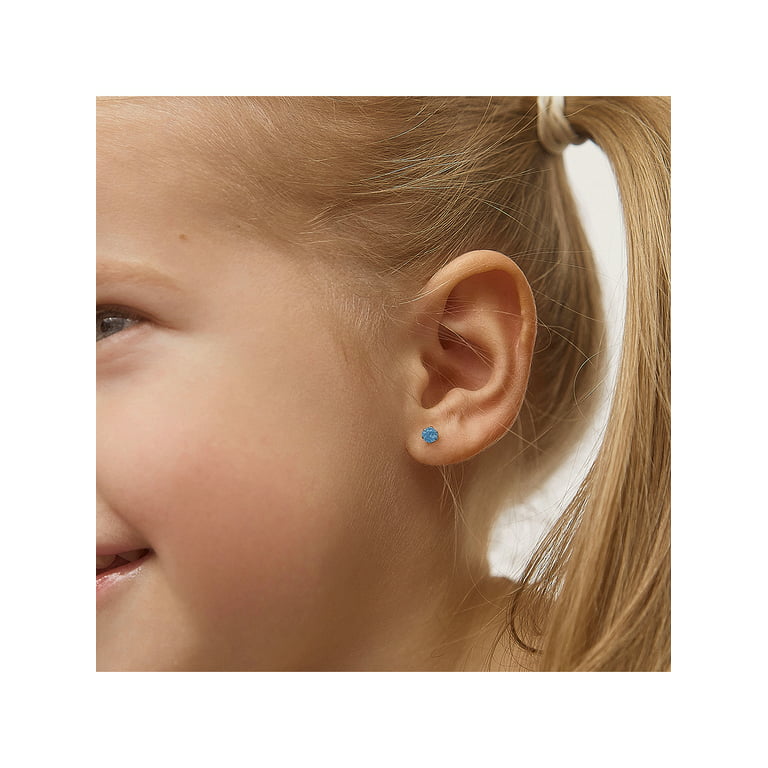 14k Gold Lucky Cherries Baby / Toddler / Kids Earrings Safety Screw Ba
