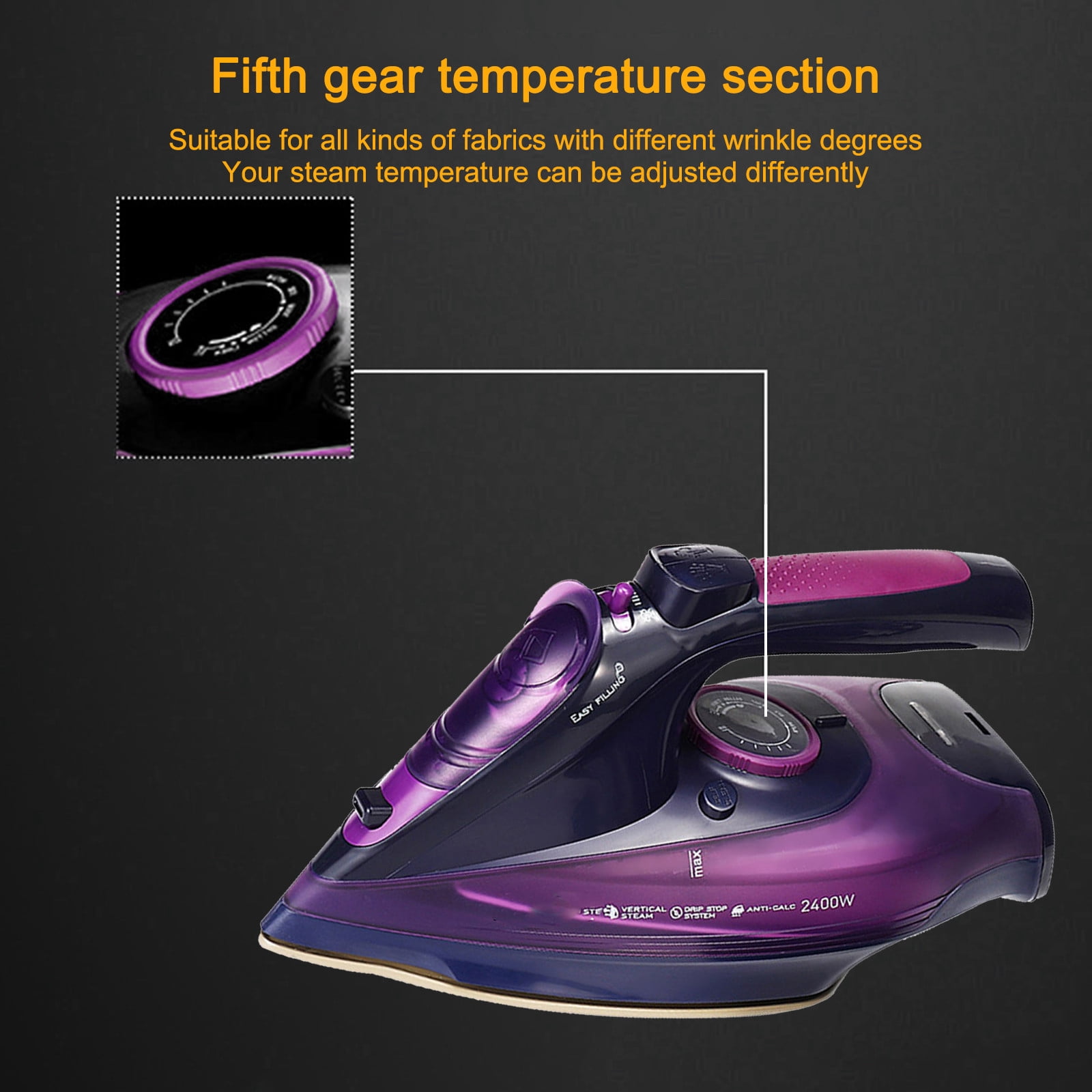 Kayannuo Cordless Or Corded 2400-Watt Anti-Drip Ceramic Hybri-d Clothes Iron With Vertical Steam And Auto-Off Function(Plug for European Use)