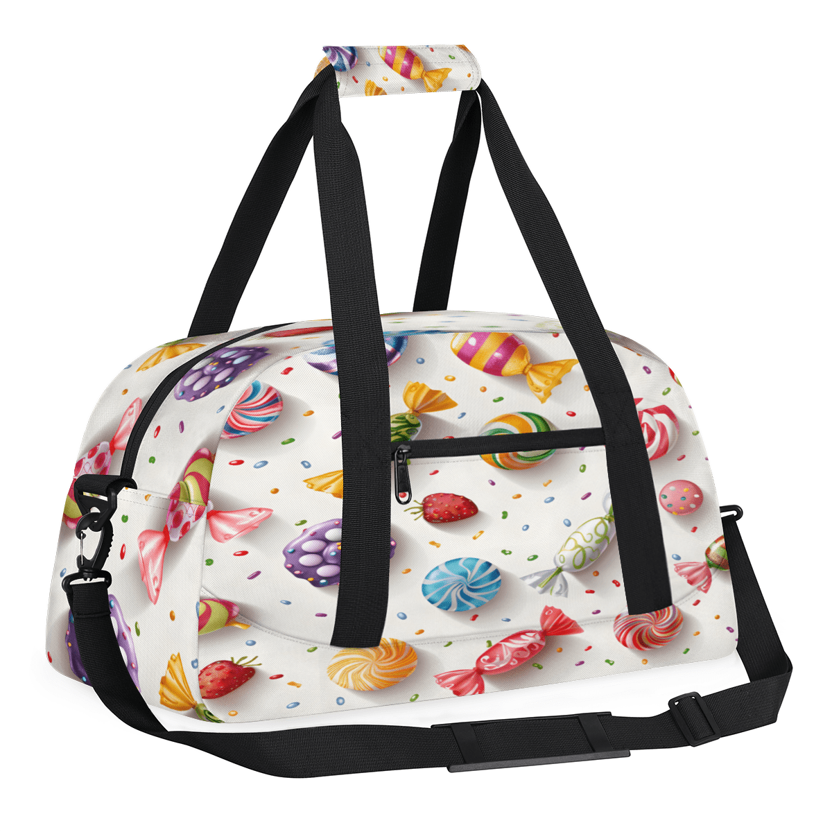 Herdesigns Candy Sports Duffle Bag for Women & Men, Colorful Candy Gym Bag Dance Bag Overnight Bag Carry On Weekender Travel Bag