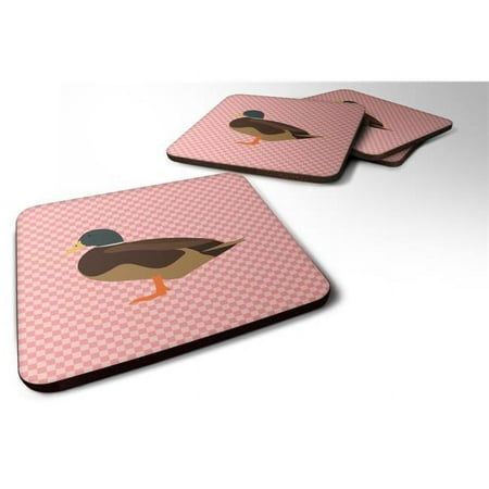 

Silver Bantam Duck Pink Check Foam Coaster - Pink