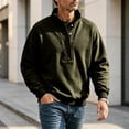 thumbnail image 6 of UVEASISHA Oversized Henley Sweatshirts for Men Half Button Stand Up Collar Pullover Top Drop Shoulder Long Sleeve Fall Sweatshirt Solid Color Stylish Pullovers Army Green S, 6 of 9