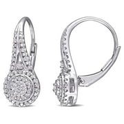 SuperJeweler Diamond Drop Earrings for Women, Nearly 1/2 Carat with Double Halo and Leverbacks, 3/4 Inch Stud Earrings, Elegant Diamond Jewelry Gift