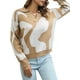 thumbnail image 1 of Camiseta mujer, Suéter de mujer con cuello en V Suéteres casuales sueltos Tomshoo Beige/Grande, 1 of 7