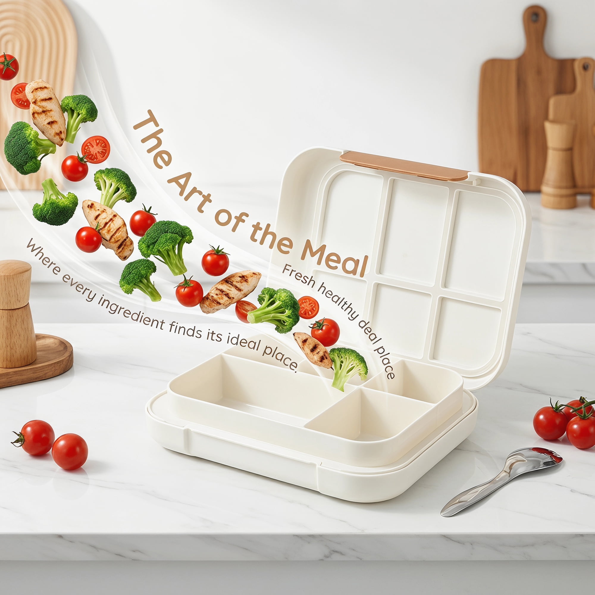 Unique Bargains 3-Compartment Leak-Proof Meal Lunch Bento Box White