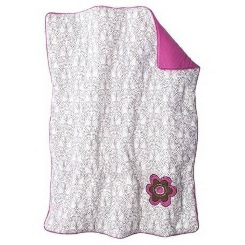 Bacati - Floral Damask Pink/Chocolate Girls 10-Piece Nursery-in-a-Bag Crib Bedding Set 100 % Cotton Percale