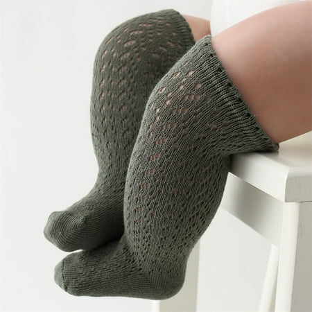 

AMILIEe 5 Colors Toddler Baby Girls Boys Long Socks Elastic Hollowed Solid Color Soft Lightweight Socks