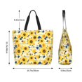 thumbnail image 5 of Honeii Navy Blue Leaf Sunflower Print Tote Bag for Women, Foldable Tote Bag Large Shoulder Bag Top Handle Handbag for Travel, Work, 5 of 8