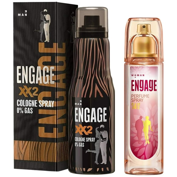 Engage W1 Perfume Spray For Women 120ml, 4.05 Fl.oz. + XX2 Cologne Spray For Men 135ml, 4.5 Fl.oz. | With Fruity, Floral, Spicy & Citrus Notes | Skin Friendly Perfume For Girls & Boys