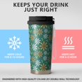 thumbnail image 2 of 18oz Travel Coffee Mug, 316 Stainless Steel Vacuum Insulated Tumbler with 2-in-1 Straw Lid & Strap, Daisy Floral Print, 2 of 6