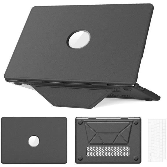 Case for MacBook Air 15 inch M4 2025 2024 2023 M3 M2 A3241 A3114 A2941 PU Leather Hard Shell Cover with Foldable Kickstand & Keyboard Cover & Logo Cutout