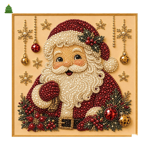 Christmas Holiday Pearl Art DIY Kit, Diamond Painting Kit, Christmas Decorations, Christmas Decor,Home Decor & Wall Decor,7.86in Adult Relaxation Winter Christmas Bead Art DIY Craft Kit-C