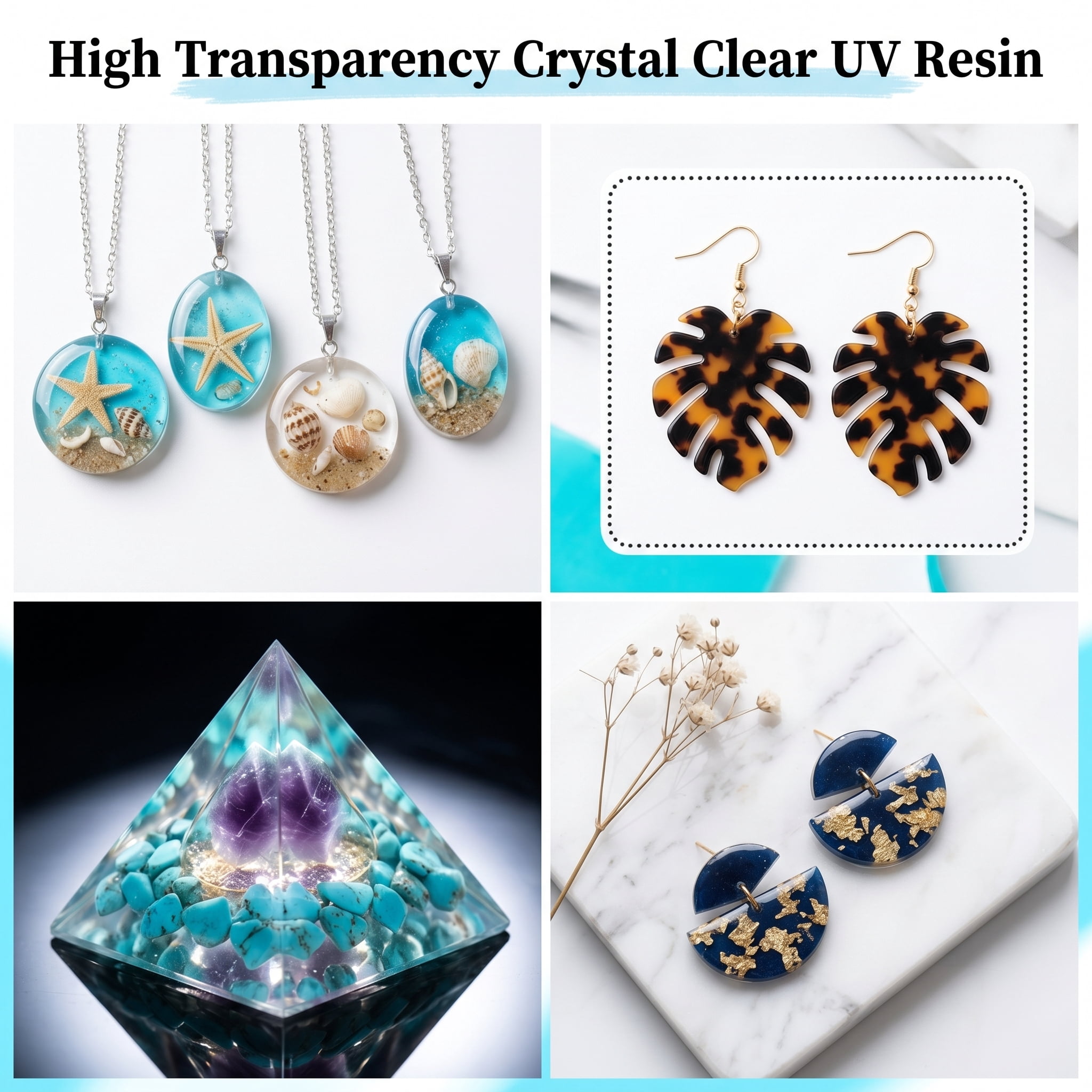 UV Resin Quick Drying 780g, Hard Clear UV Resin Kit, DIY Jewelry Making Adhesive For Pendants Earrings Bracelets Craft