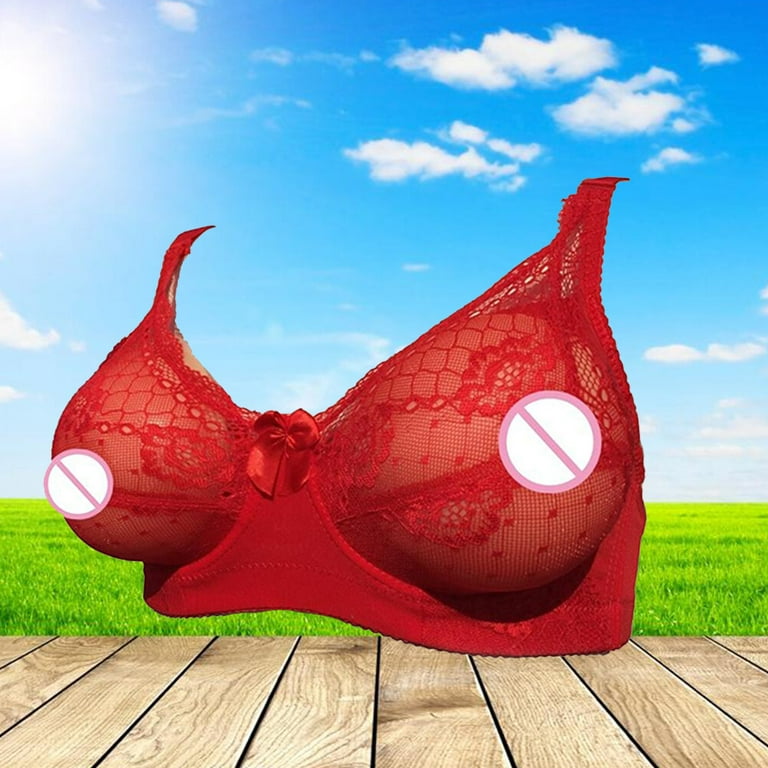 Fake Breast Bra Pocket Bra Silicone Breast Forms Crossdressers Cosplay Prop  85D(Red)