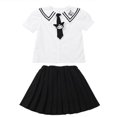 thumbnail image 5 of Kid's Jk Shirt Pleated Skirt Bow Tie Anime Kuromi Sanrios Summer Lolita Girl Naval Style Sweet Princess Dress Fashion Kawaii, 5 of 5
