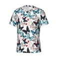 thumbnail image 3 of Yiaed Butterfly Print Mens Short Sleeve Tight Fit T-Shirt, Crewneck Casual Tee-3X-Large, 3 of 5