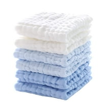 Baby Muslin Washcloths - Soft Face Cloths for Newborn. Absorbent Bath Face Towels. Baby Wipes. Burp Cloths or Face Towels. Baby Registry as Shower. Pack of 6 -12x12 inches (Blue)