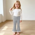 thumbnail image 5 of fnnxnal Kids Girls Flare Pants Ribbed Knit High Waist Stretchy Bell Bottom Lace Trim Gray,Size 8 T, 5 of 7
