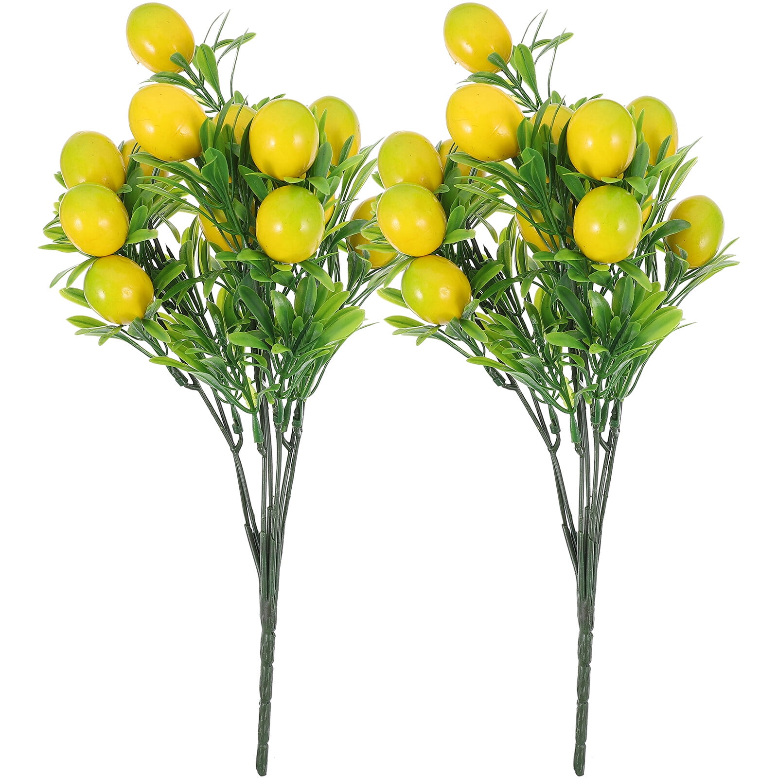 2pcs Artificial Lemon Tree Stem Fake Fruit Branches Faux Lemon Branch