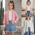 thumbnail image 4 of Afdoent Girls Cardigan Sweater Casual Open Front Knitted Sweater Basic Pullover Fall Clothes for Kids 6-8 Years, 4 of 8